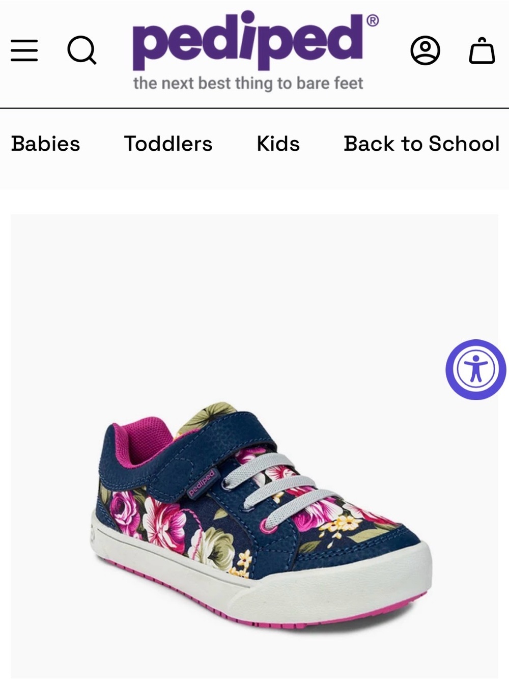 Pediped Girl Sneakers Dani Navy Floral Size 32 or 1